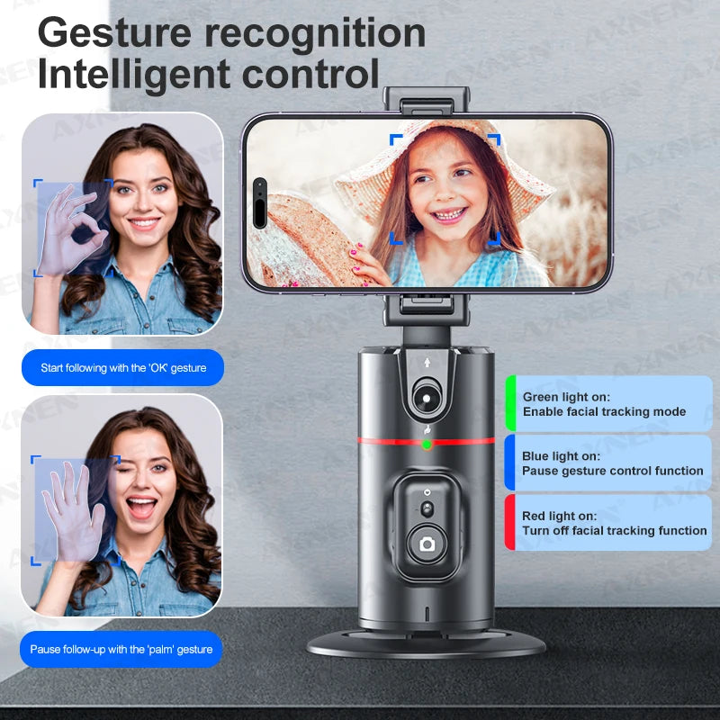 Selfie table stabilizer with facial tracking: create smooth and clear videos and photos